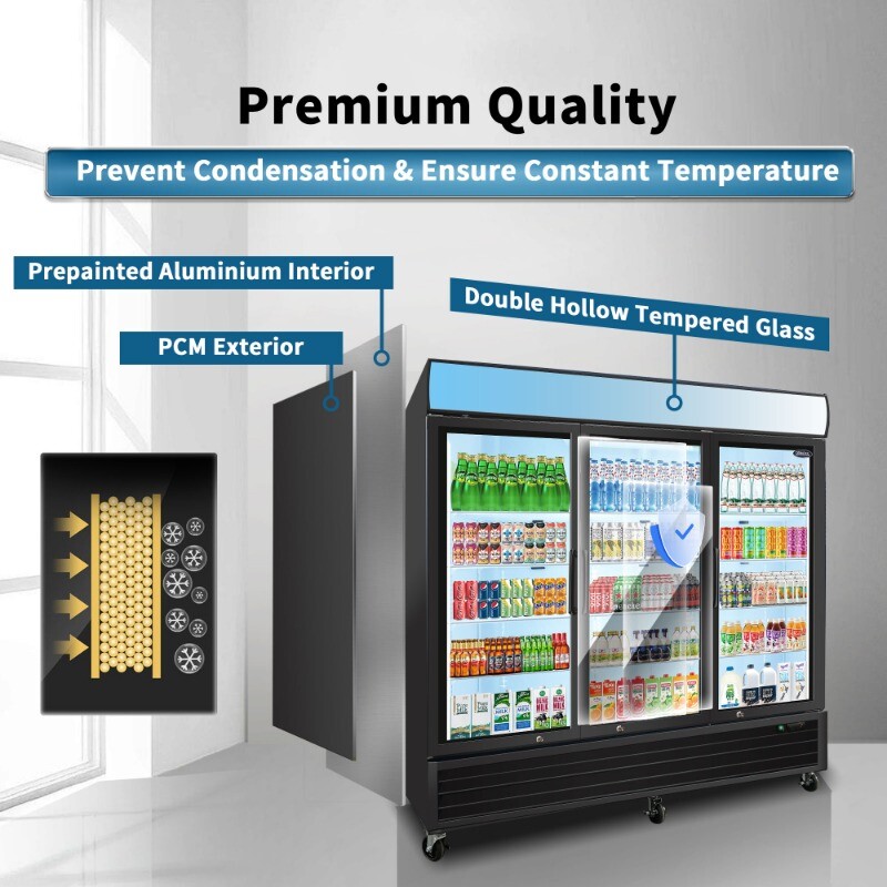 Merchandiser Refrigerator 70 Cu.ft Swing Door Commercial Display Refrigerators
