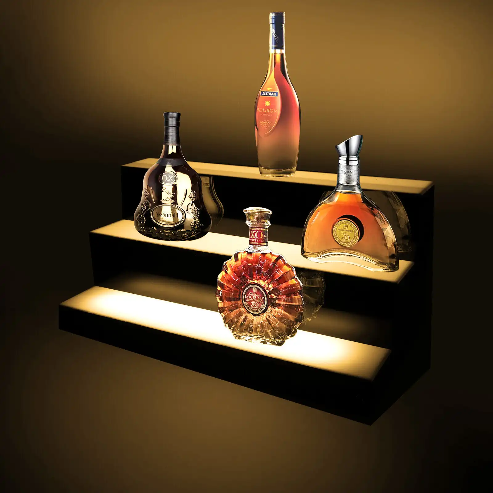 24" 3 Step Tier LED Glowing Light Up Back Bar Liquor Bottle Display Shelf D??cor