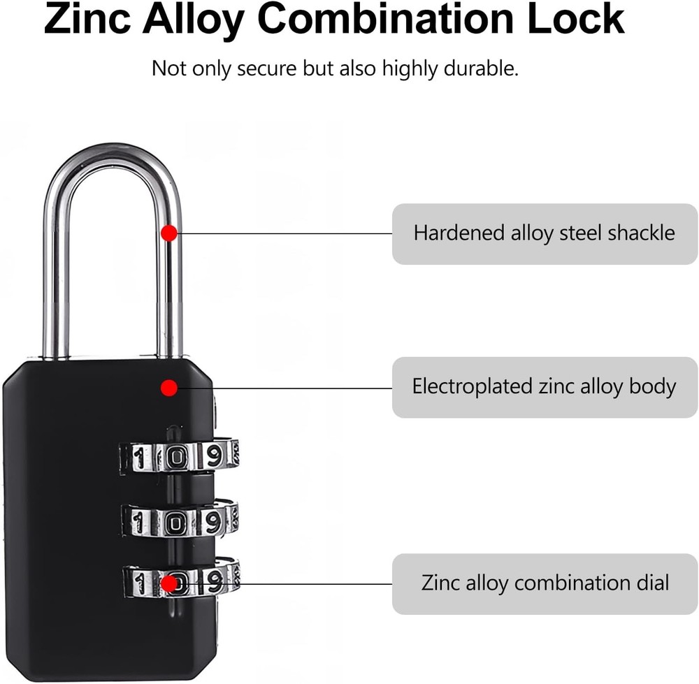 2-Pack Customizable Black Luggage Locks – Set Your Own Combination, Secure Tra