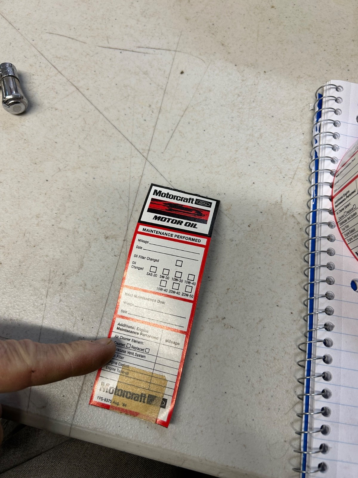 Vintage Ford Motorcraft Oil Change Maintenance Stickers FROM THE ROLL