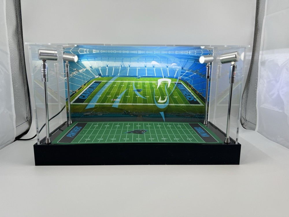 Carolina Panthers Custom 2 Mini Helmet Display Case W/ LED Lights