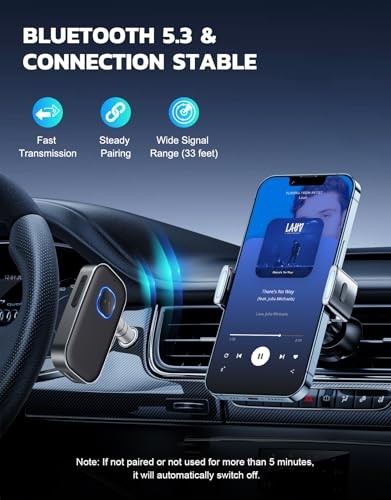 Bluetooth Receiver for Car, Noise Cancelling 3.5mm AUX Bluetooth Car Dark Gray