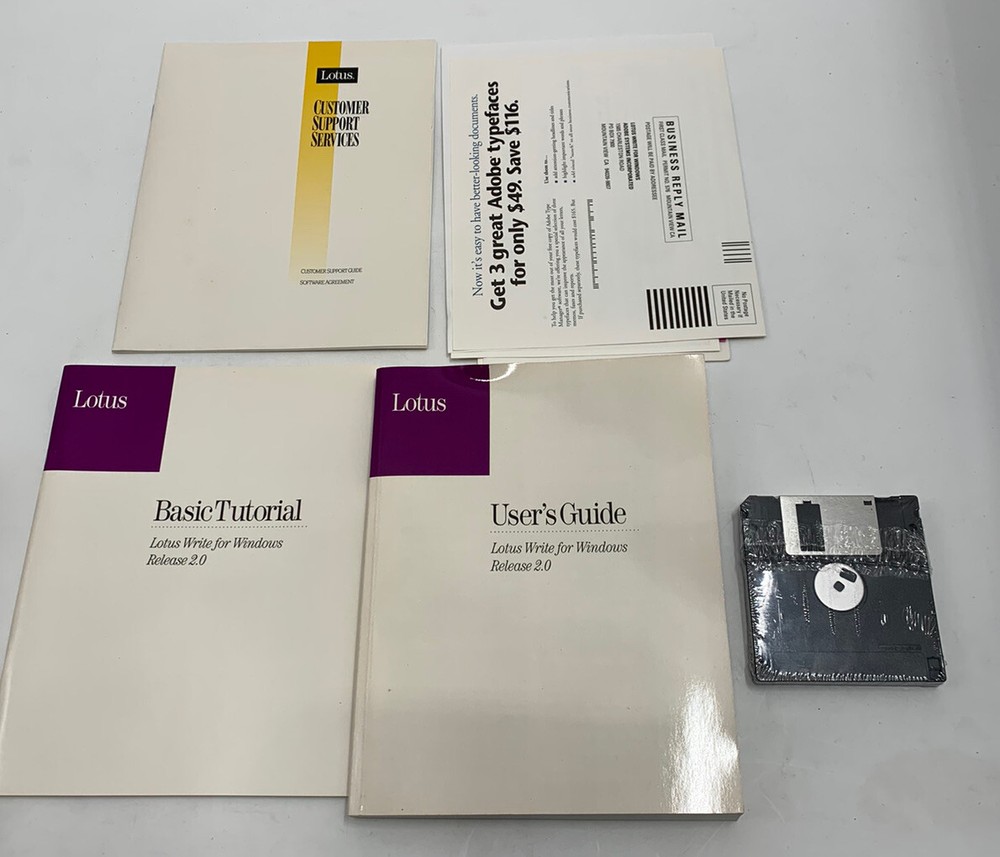 Vintage Lotus Write H D Disk 2.0 Processing Program IBM PC 3.5 New Open Box 1988