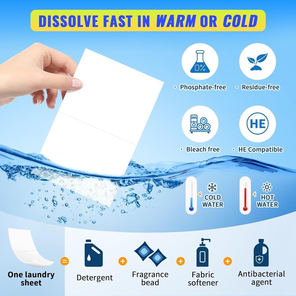 FIXSMITH Laundry Detergent Sheets - 200 Loads (100 Sheets) Fresh Linen Scent
