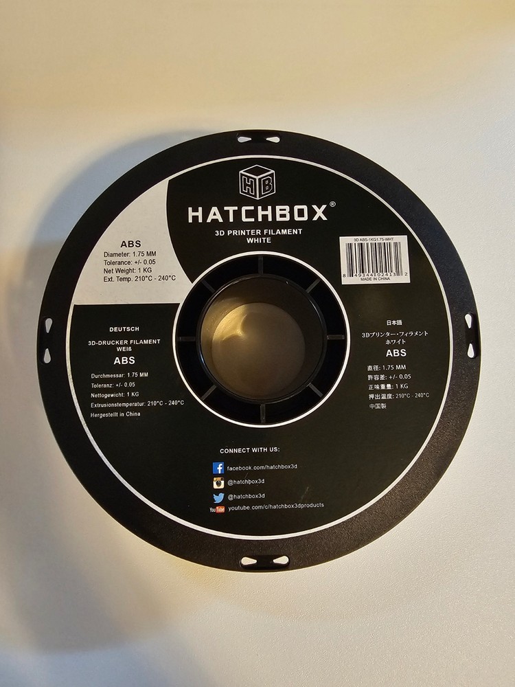 #02-Opened HATCHBOX ABS 3D Printer Filament - White (ABS-1KG1.75-WHT) Slight Use