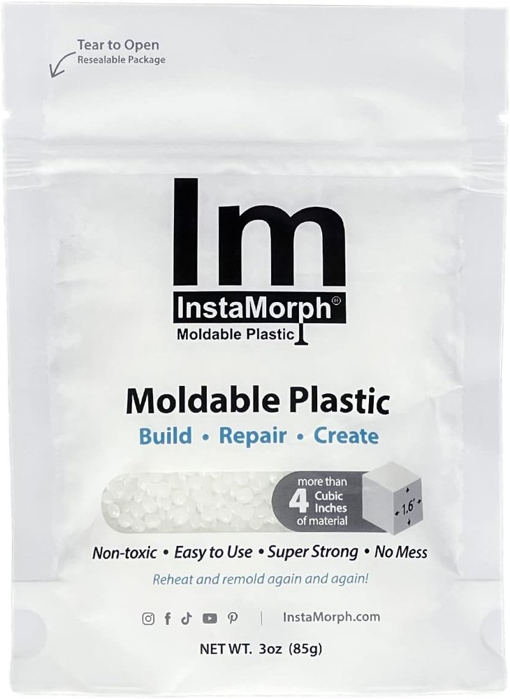 InstaMorph Reusable Moldable Plastic | Thermoplastic Beads, 3oz White