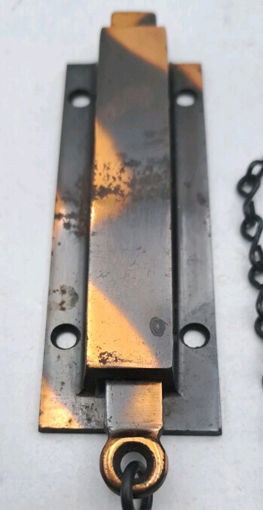 Antique Spring Loaded Latch Chain Pull Japanned Surface Mount Door Hardware