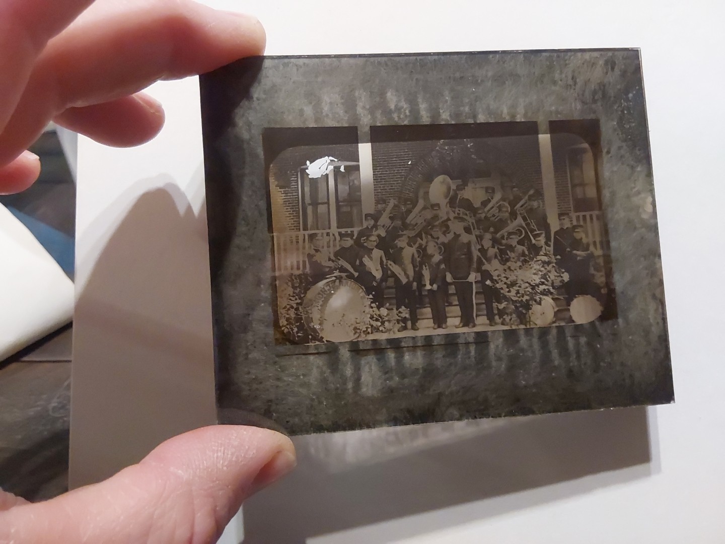 Indian School Band Glass Magic Lantern Slide Native American