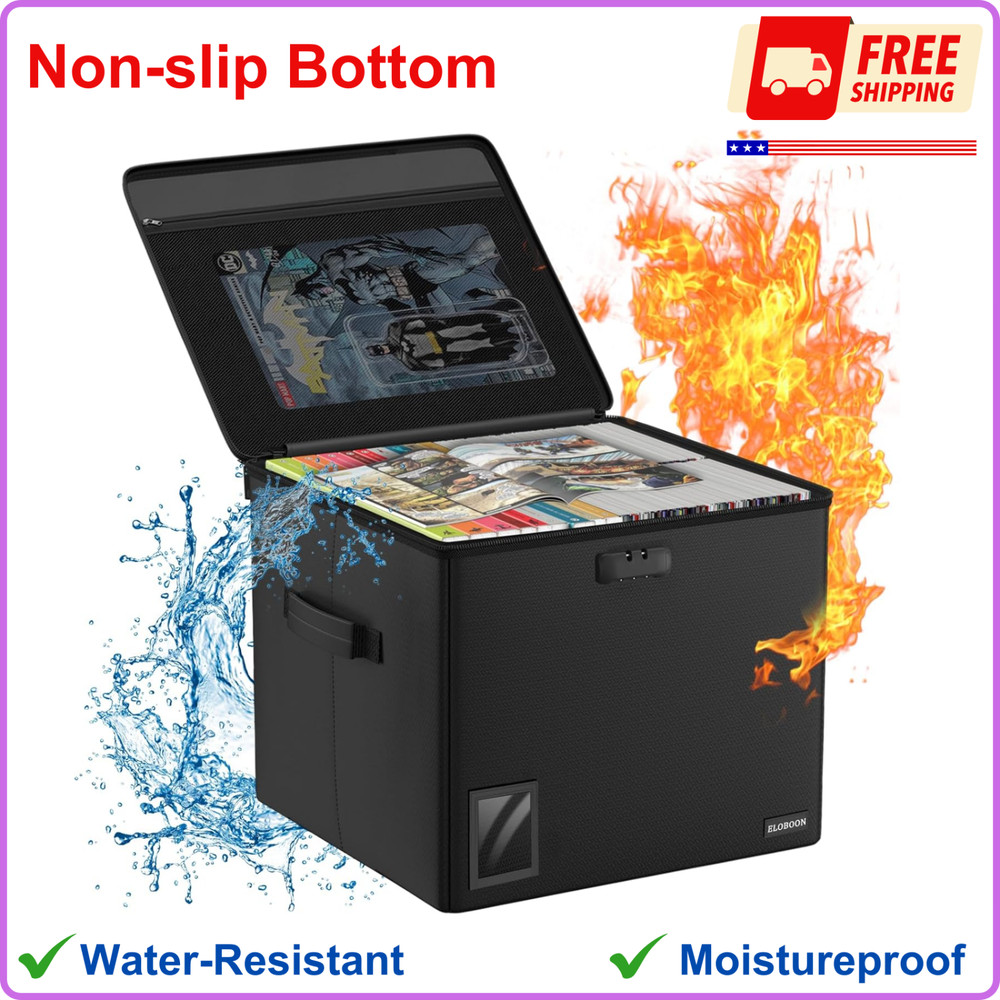 Comic Book Storage - Fireproof & Water-Resistant Stackable Box - Moistureproof