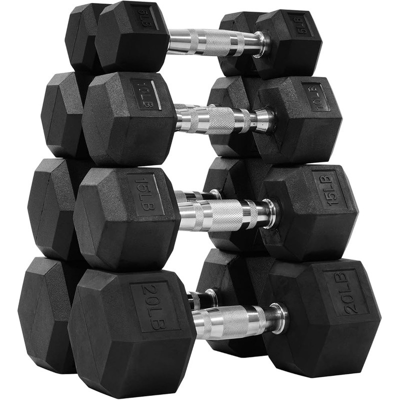 Dumbbell Set Rubber Hex Adjustable Weights Strength Training Gym Home Use