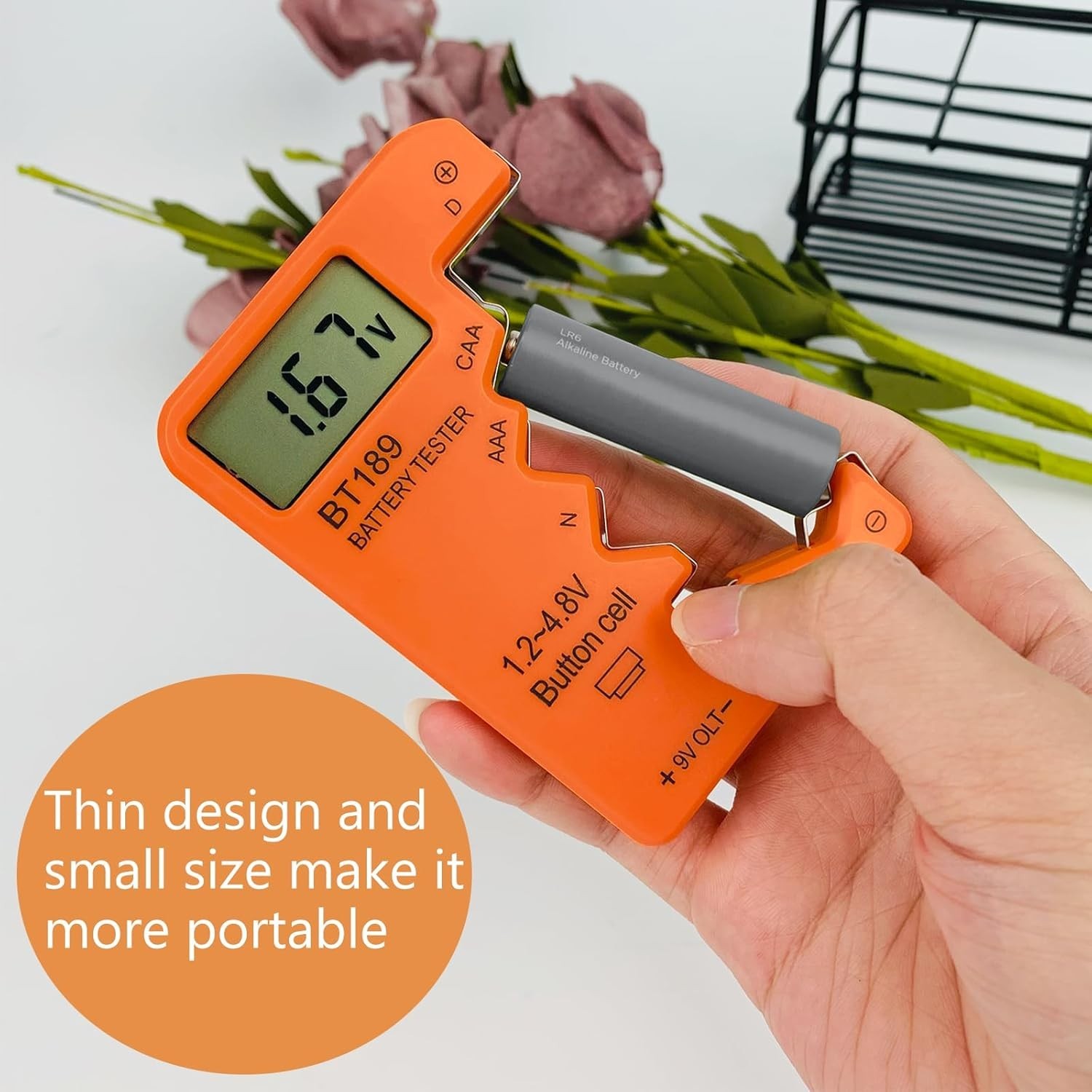 Battery Tester Checker, Universal Battery Tester for AA AAA C D 9V 1.5V, Small V