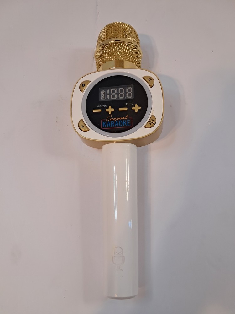 Carpool Karaoke Portable Wireless Bluetooth Microphone Gold White Singing