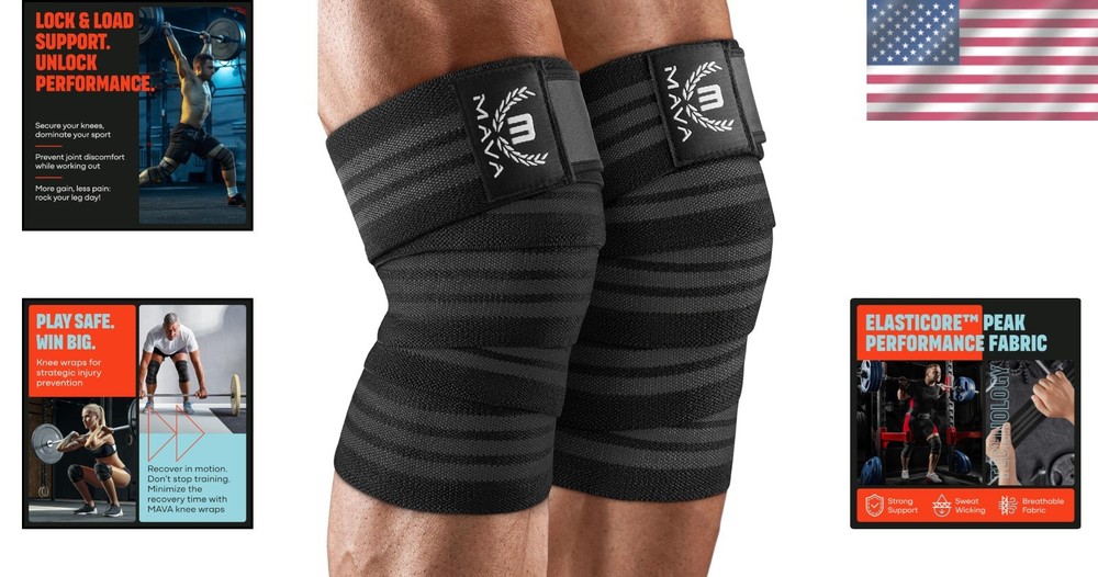 Knee Wraps Pair for Men & Women | 72" Compression Support