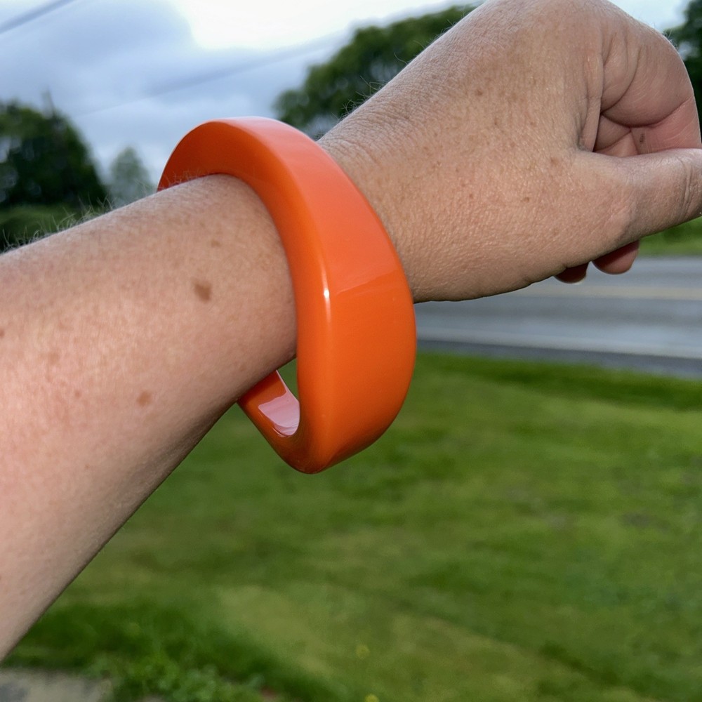 Vintage Orange Asymmetric Bakelite Bangle Bracelet