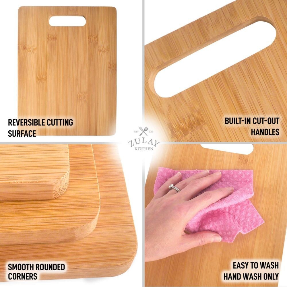 Zulay Bamboo Cutting Board Set - 3 Piece