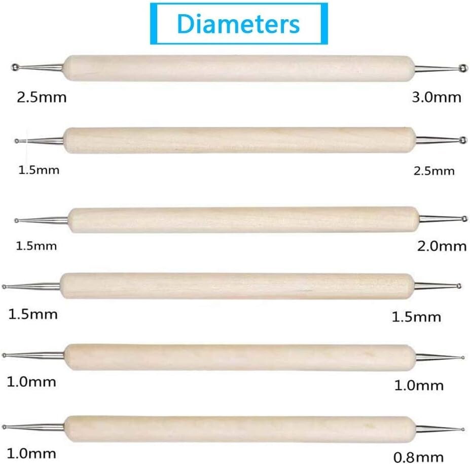 Versatile Dotting Tools Set with Multiple Ball End Diameters - 20 Ball Styluses