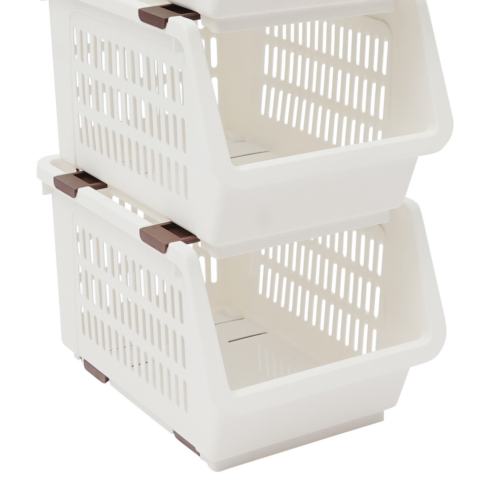 4 PCS Stacking Storage Baskets, Stackable Organizer Baskets