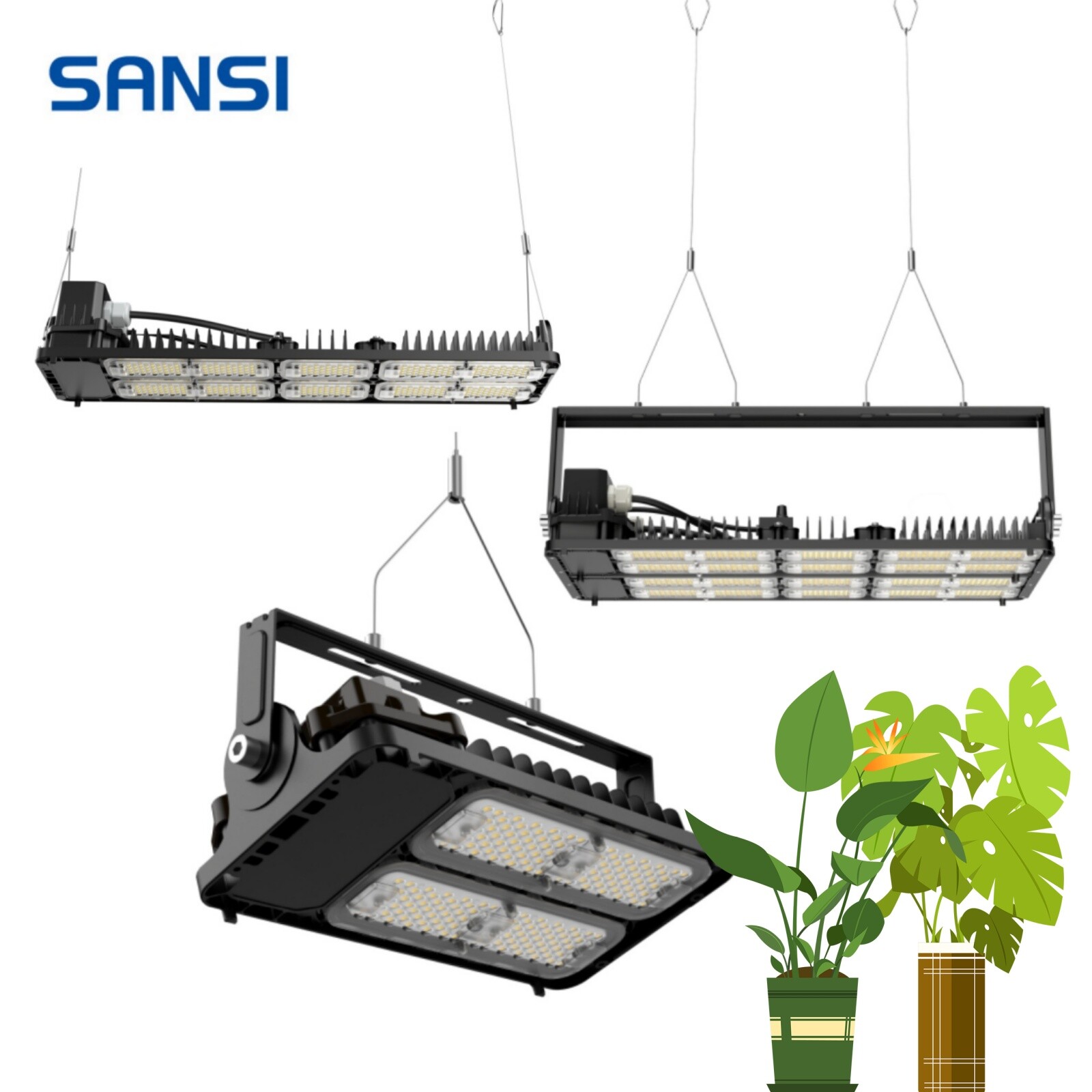 SANSI Dimmable LED Panel Light Full Spectrum 500W/4400W Indoor Sunlight Grow