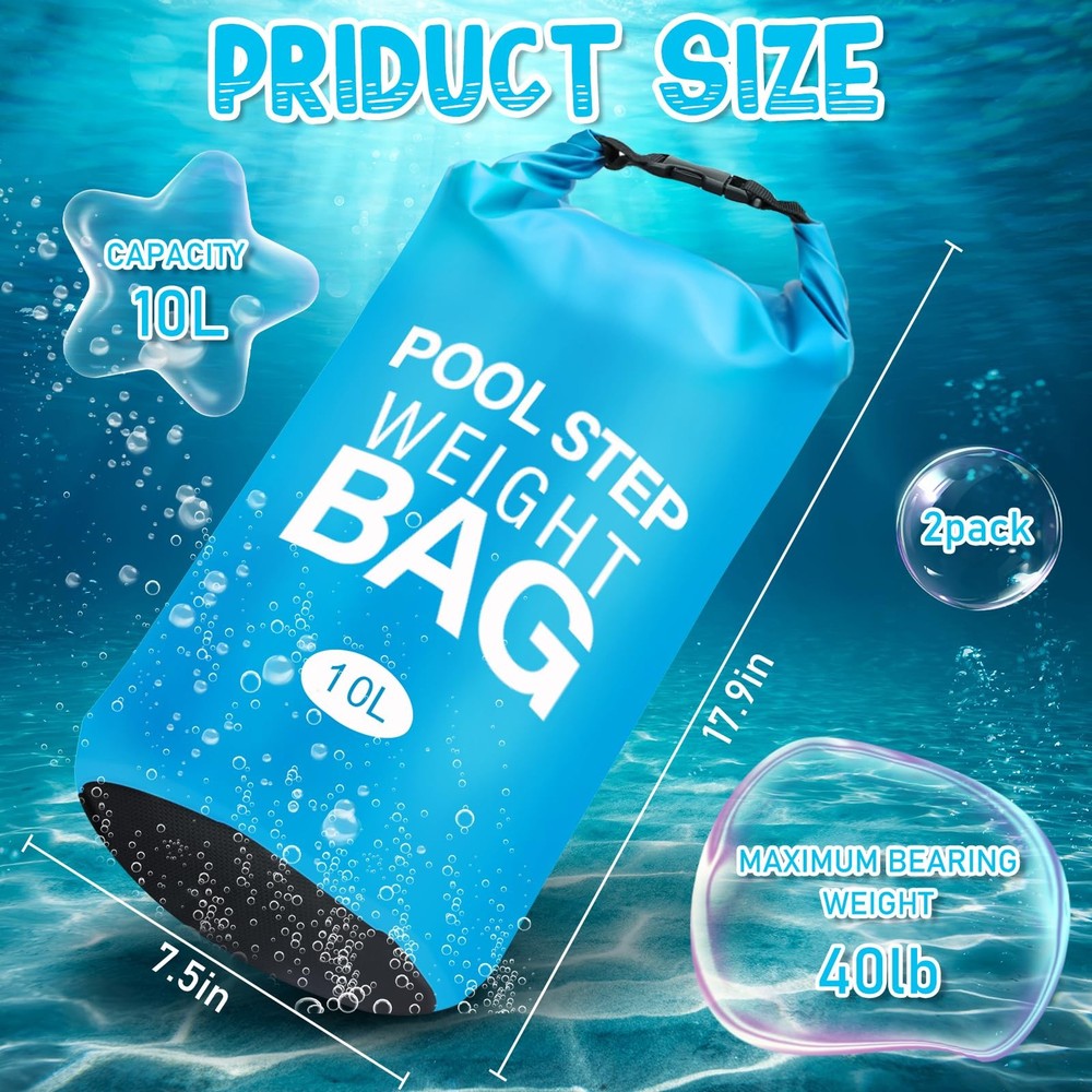 Pool Step Weights, Ladder Weights for Above Ground Pools, 2 Sky Blue