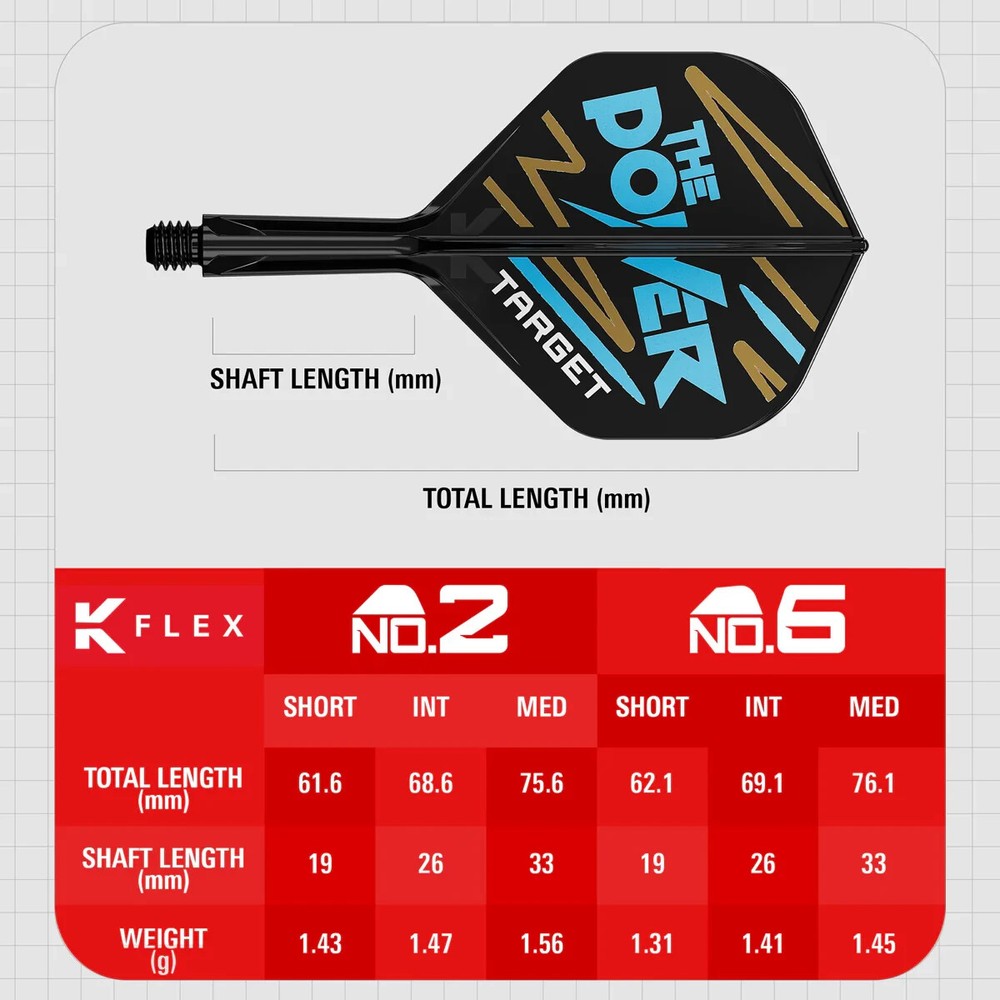 PHIL TAYLOR TARGET K-FLEX 1 PIECE MEDIUM SHAFT NO2 FLIGHT