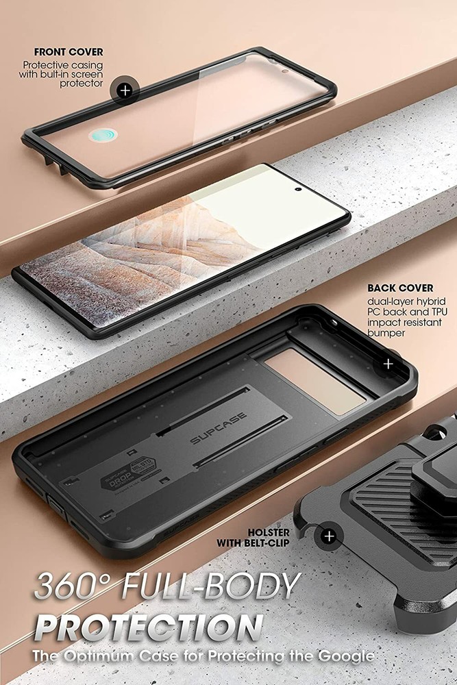 For Google Pixel 6 Pro, SUPCASE Rugged Shell 360 Case w/ Screen Protector Cover
