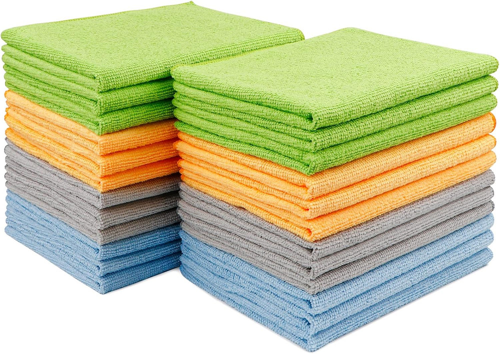 AIDEA Microfiber Cleaning Cloths 24 Pack Soft Lint Free Multi Purpose Towels