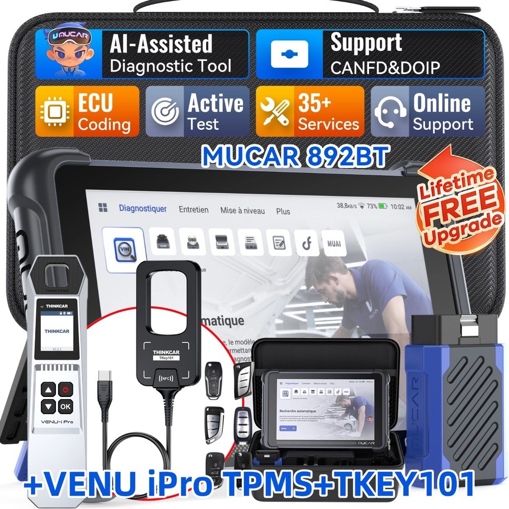 MUCAR 892 BT Car OBD2 Scanner Diagnostic Bidirectional 35 Reset TPMS+Key program