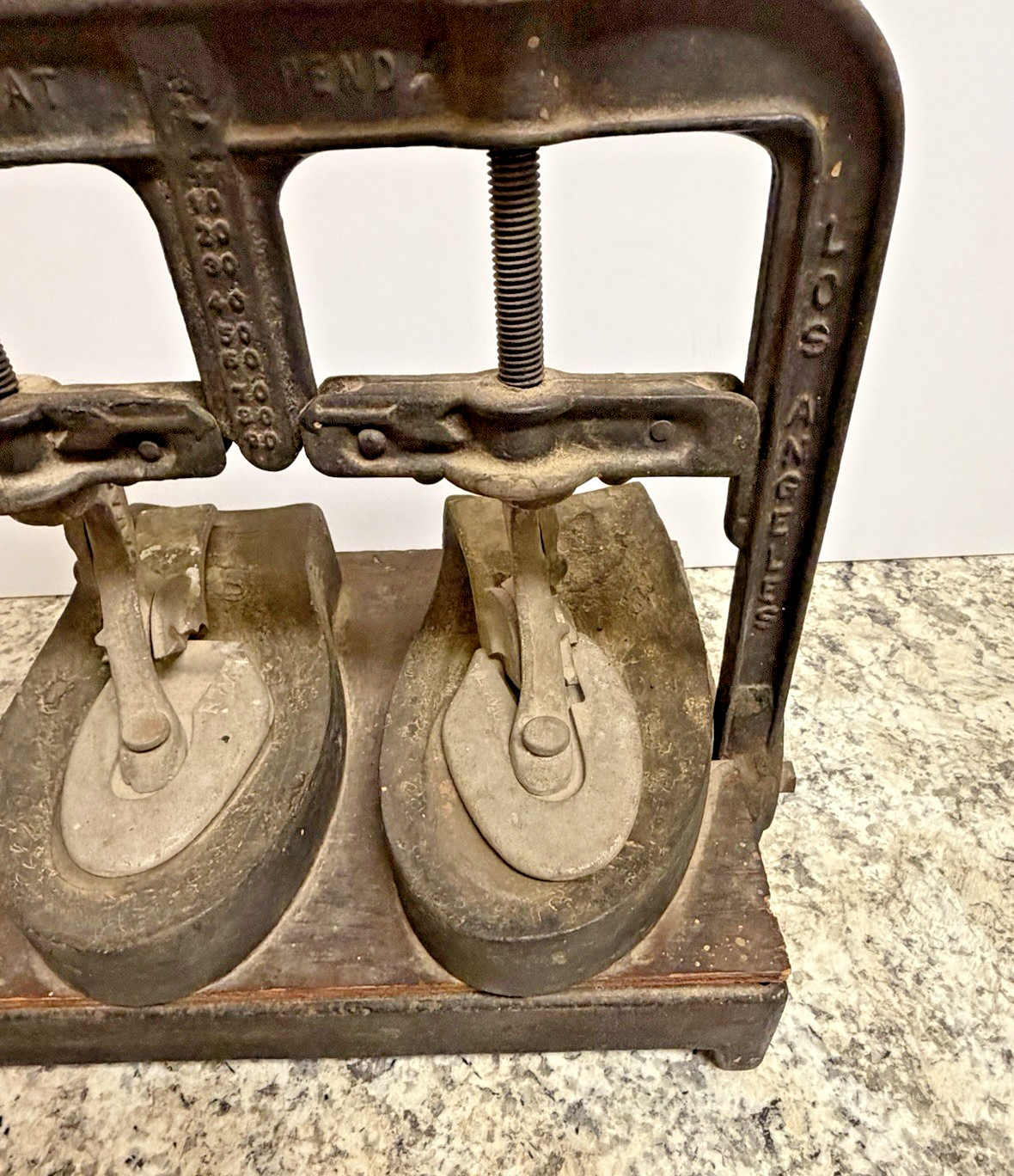 Antique Cast Iron Shoe Form Mold Press Cobbler Repair CL HUNTOON LOS ANGELES