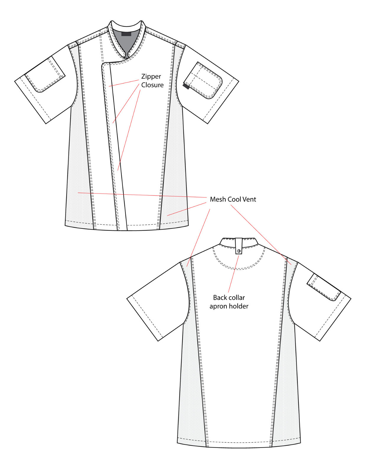 Chef Code Zip Front Cool Breeze Chef Coat