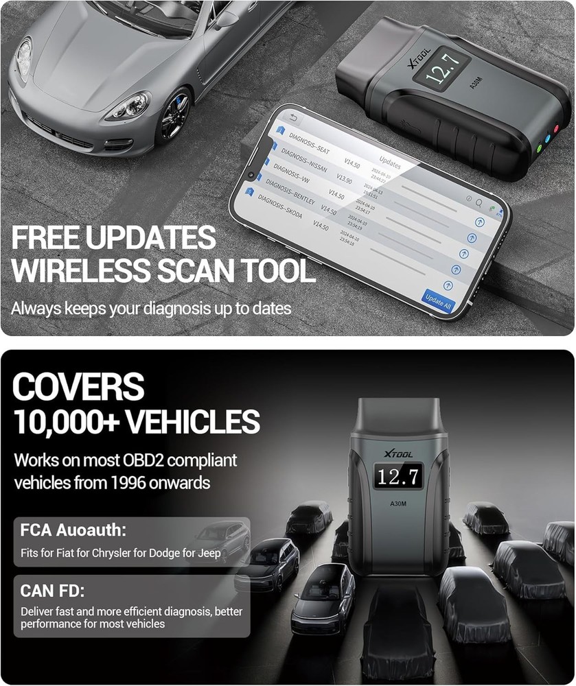 XTOOL A30M V2.0 KIT BT OBD2 Scanner Code Reader Full System Car Diagnostic Tool