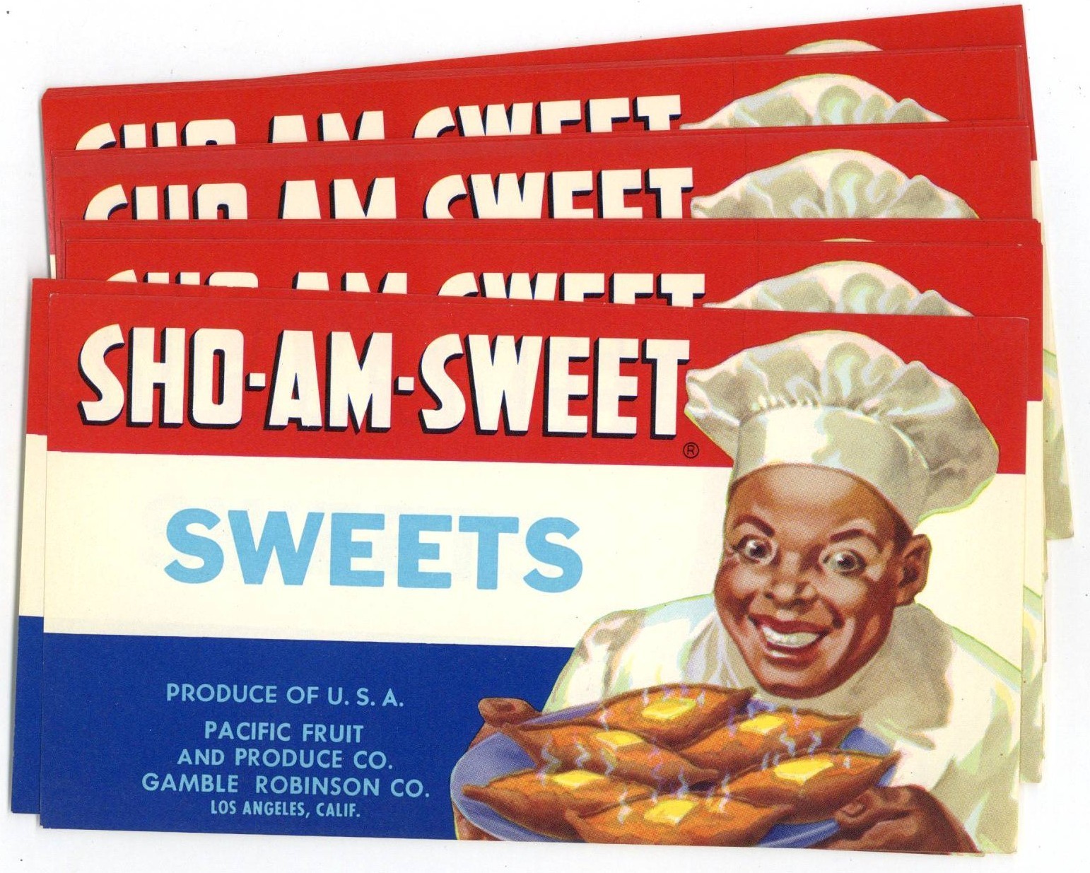 25 Sho-Am Sweet Brand Vintage California Sweets Crate Labels, Wholesale, Yams