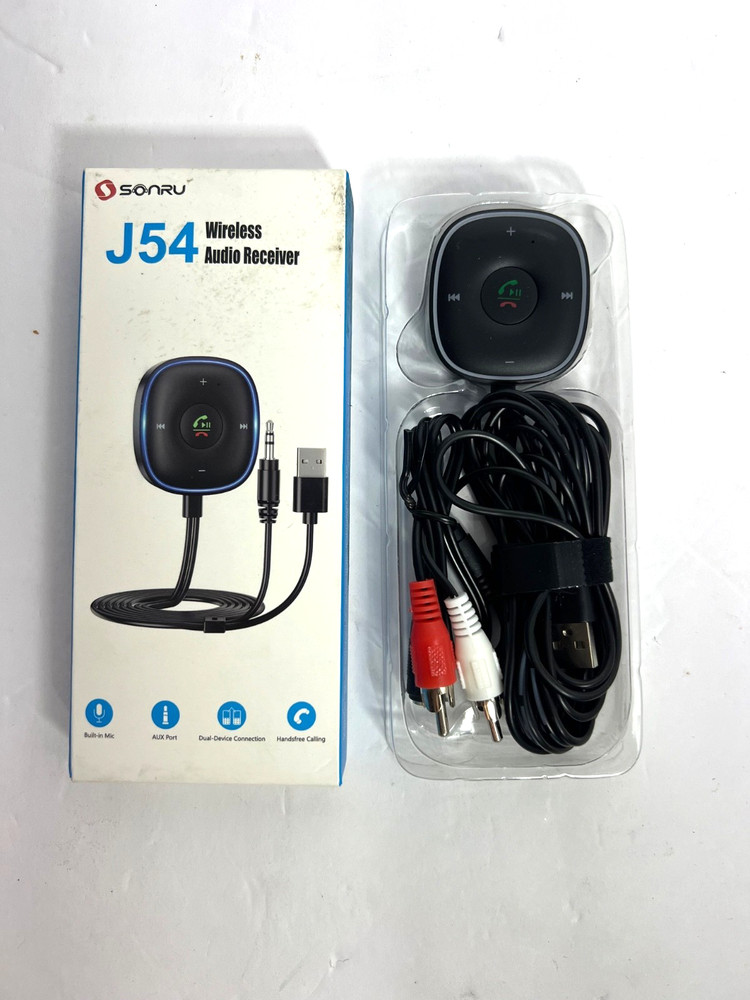 Sonru J54 Wireless Audio Receiver, Built-in Mic, AUX Input, Dual Device, Black