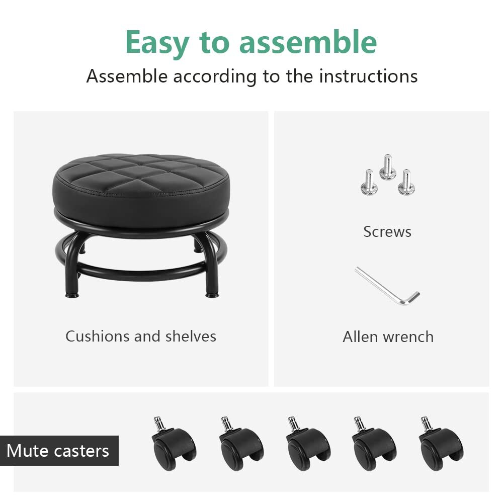 Low Scoot Roller Stool Seat PU Leather Rolling Stool Step Stool Mechanic Stool