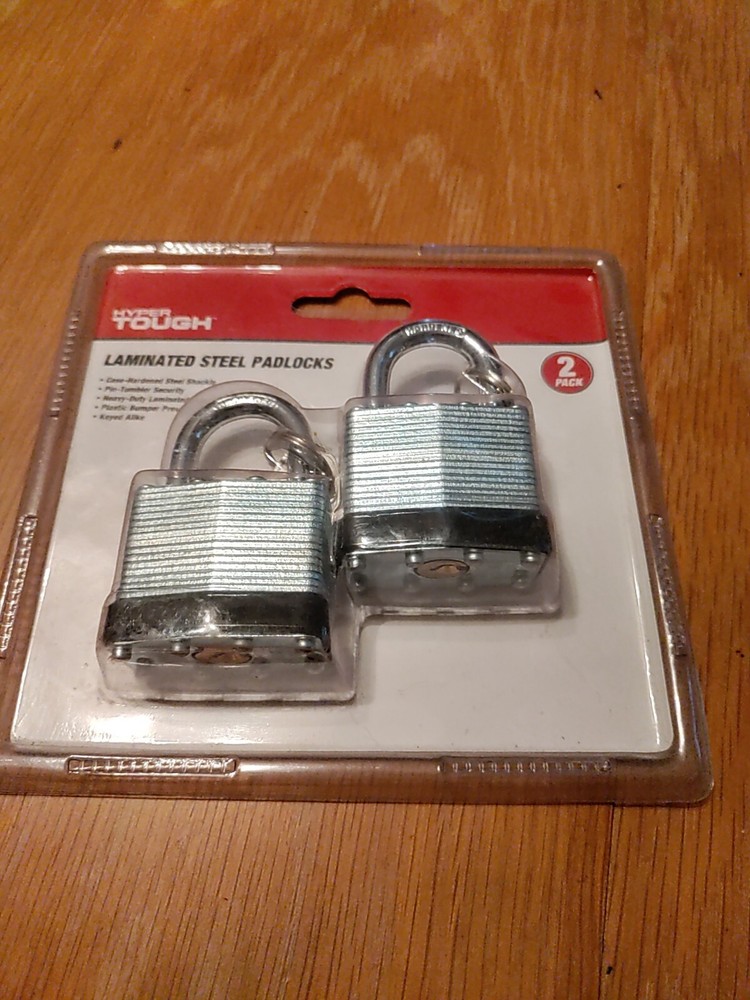 2 Pack Hyper Tough Laminated Steel Padlocks w/ Keys