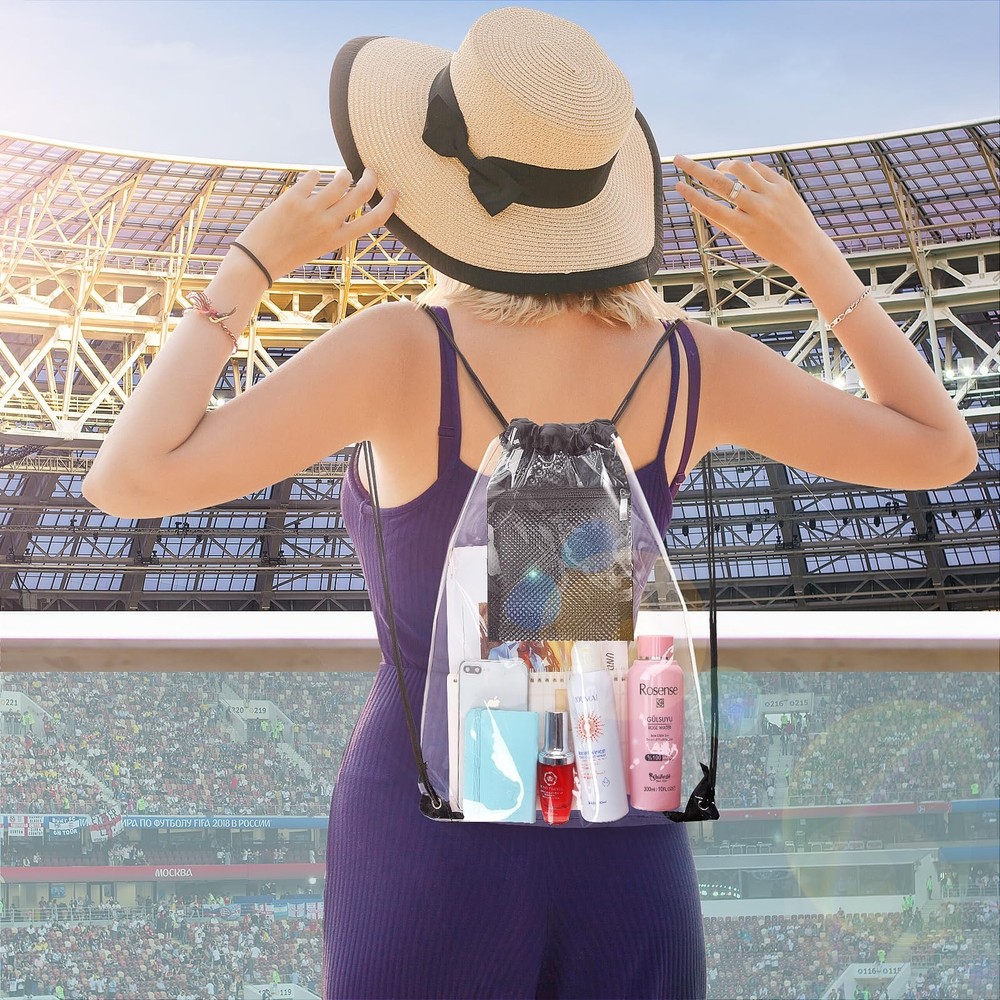 2 Pieces Clear Drawstring Bag for Stadium Concert Work Security Approved, Wat...