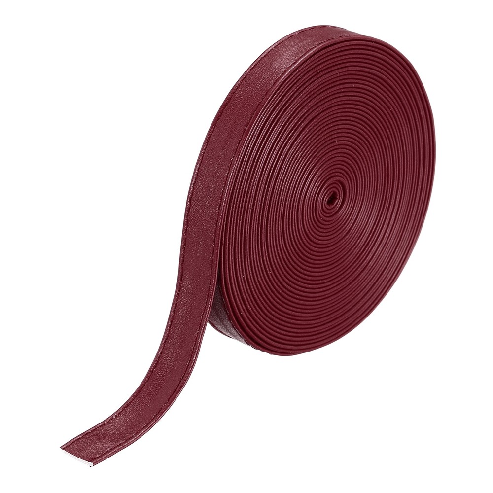 5.5Yard/5m Double Sided PU Leather Strap, 0.47" Wide Flat Strips, Wine Red