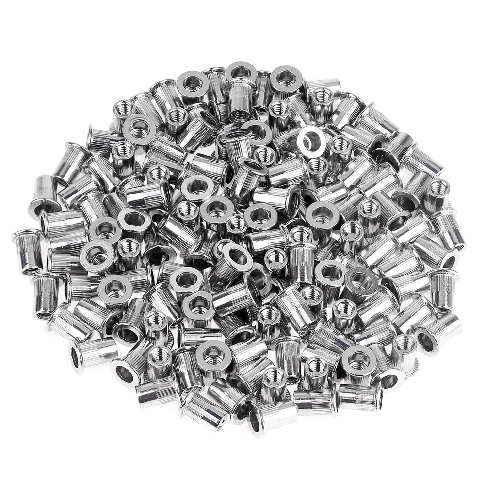 150 PCS 1/4-20 Stainless Steel Rivet Nuts Flat Head Threaded Insert