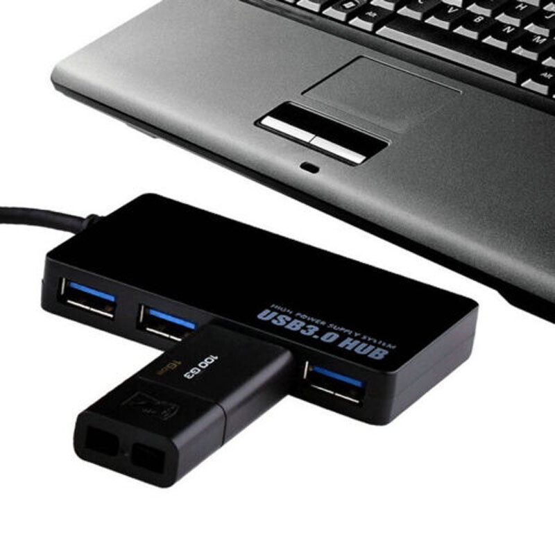 4-Port USB 3.0 Hub 5Gbps Portable Compact PC Mac Laptop Notebook Desktop