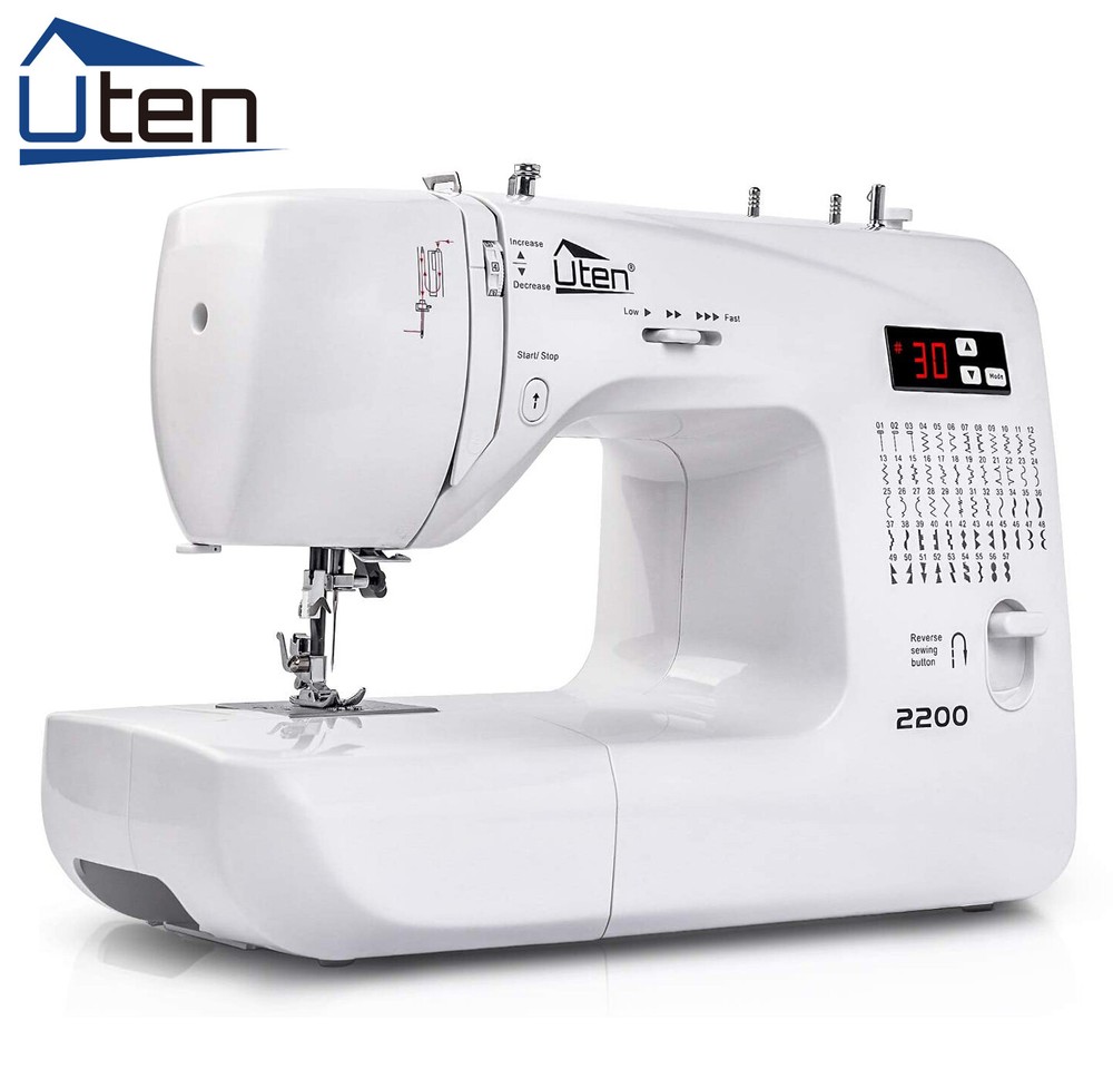 Computerized Sewing Machine 60/200 Stitches LCD Display 5 Presser Feet White