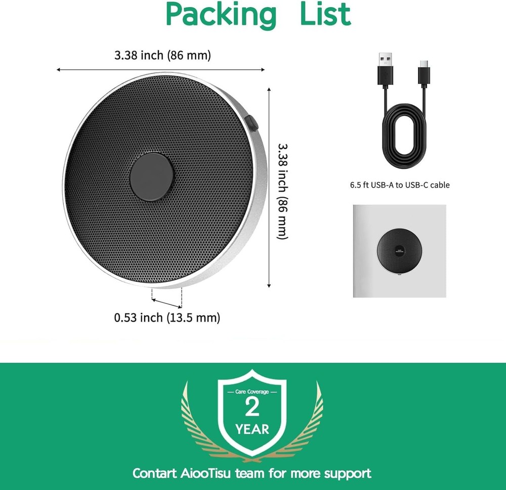 Omnidirectional Microphone for Desktop: Plug & Play USB for Meetings & Classes