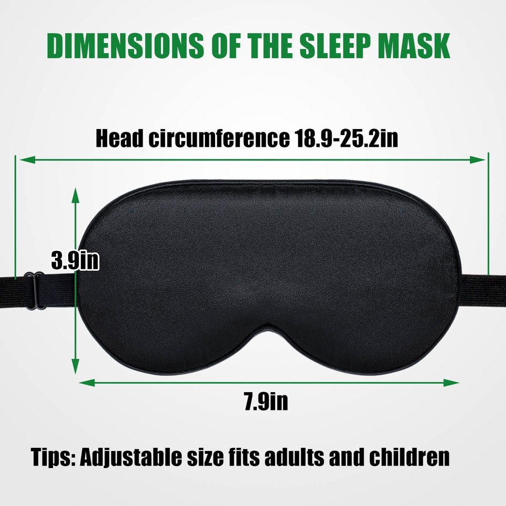 2 Pack Eye Mask for Sleeping, Adjustable Strap, Blackout Silk Sleep Mask, Soft
