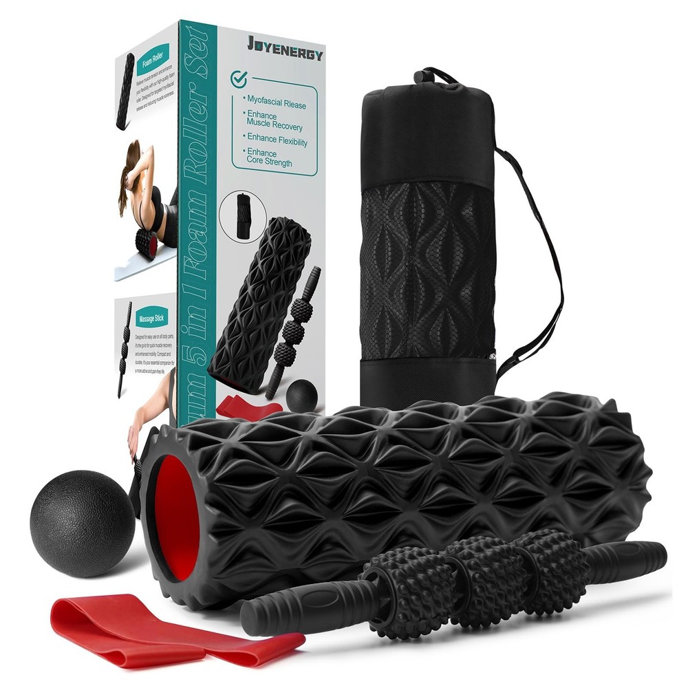5 in 1 Foam Roller Set Trigger Point Foam Roller, Massage Roller Stick, Massa...