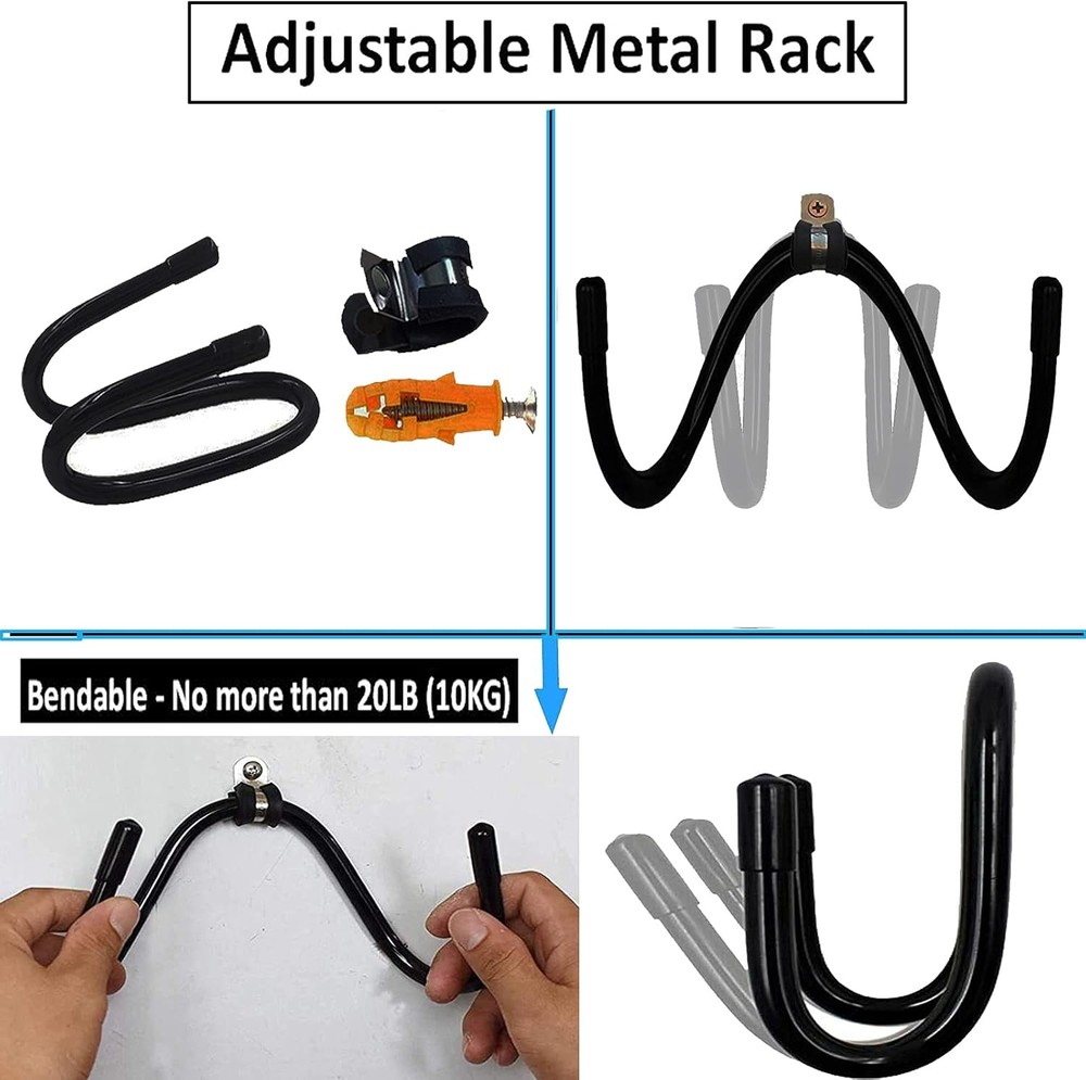 Pmsanzay Bow Wall Storage Display Rack - Hanger Hooks Mount, Black