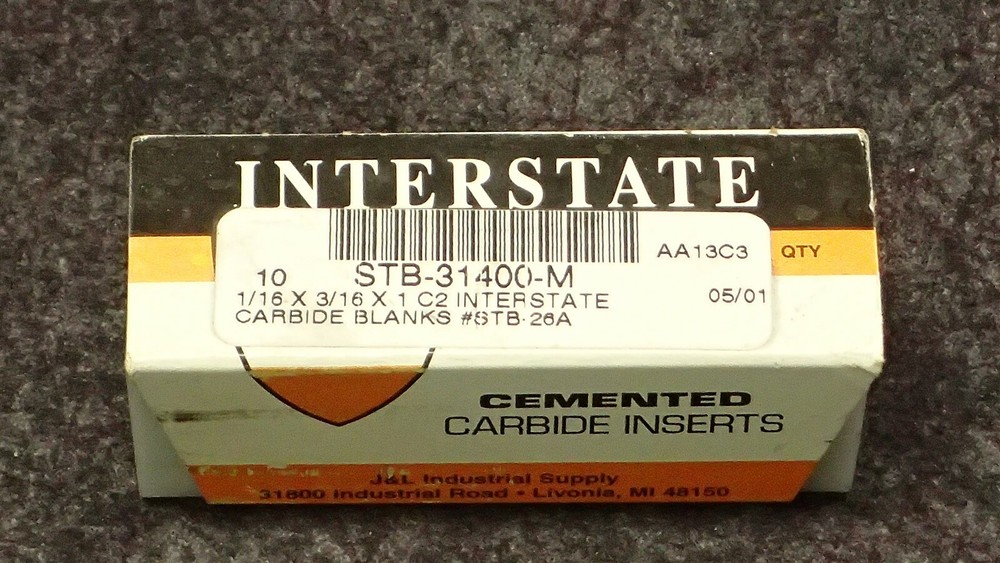(12) INTERSTATE STB-26A 1/16" x 3/16" W x 1" L C2 Rectangular Carbide Blanks BN5