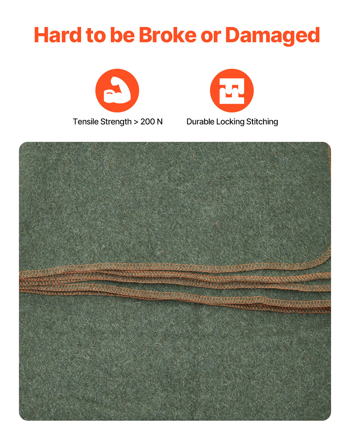 Wool Camping Blanket 64" x 88" Warm for Camping Hiking Travel Texture