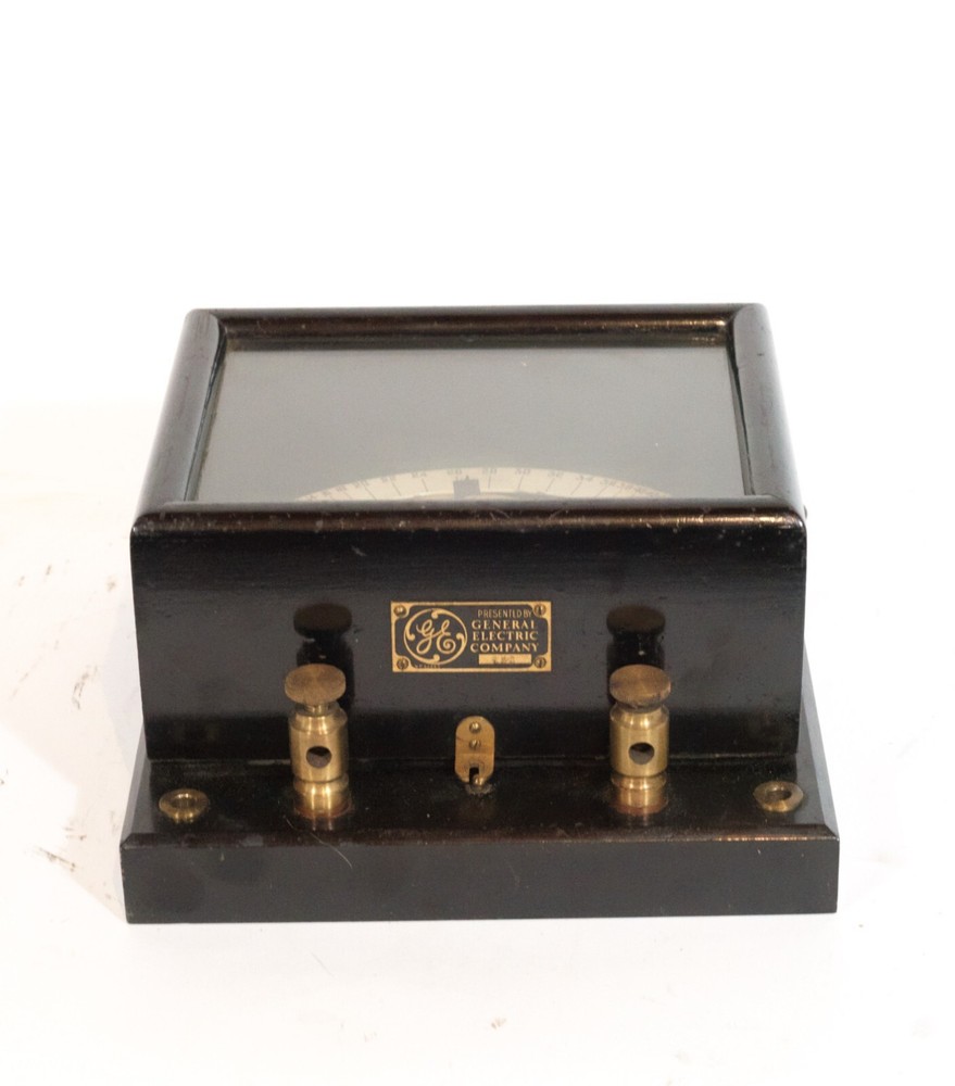 Exceptional 1890 General Electric Engine-Turned Current Indicator On Slate Base