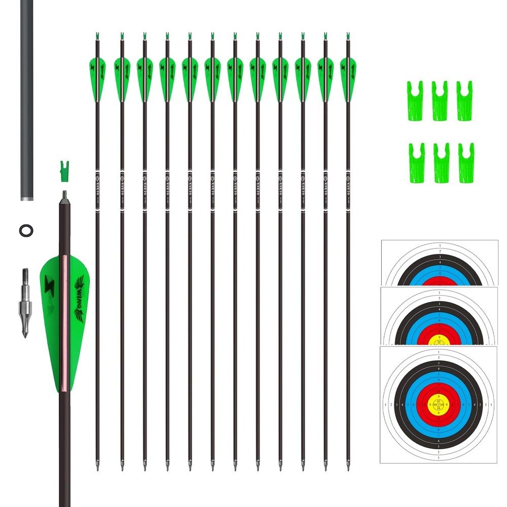 31inch Carbon Arrow Archery Targeting Practice Hunting Arrows for Compound & ...