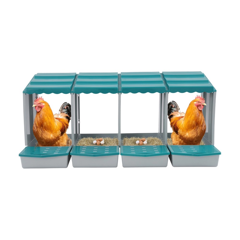 4-Compartment Chicken Nesting Box, Chicken Laying Box with Egg Collection
