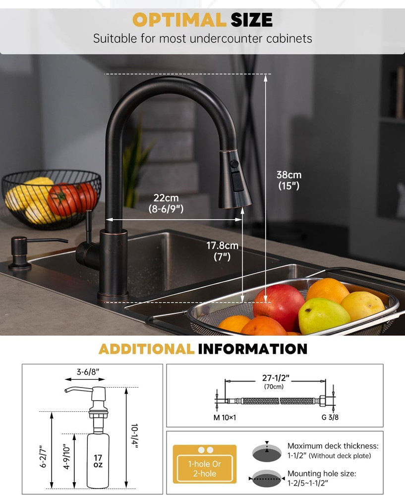 Kitchen Faucets with Soap Dispenser, Kitchen Faucet with Pull down Sprayer 3 Mod