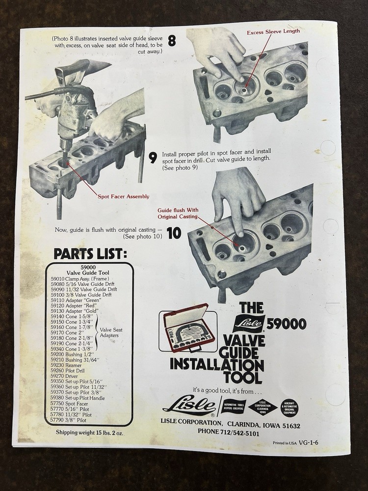 Lisle 59000 Valve Guide Installation Tool Set